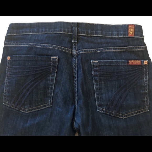 7 for all Mankind DOJO Crop Dark Wash 29X20 Stretch Jean Summer Casual - Picture 5 of 6